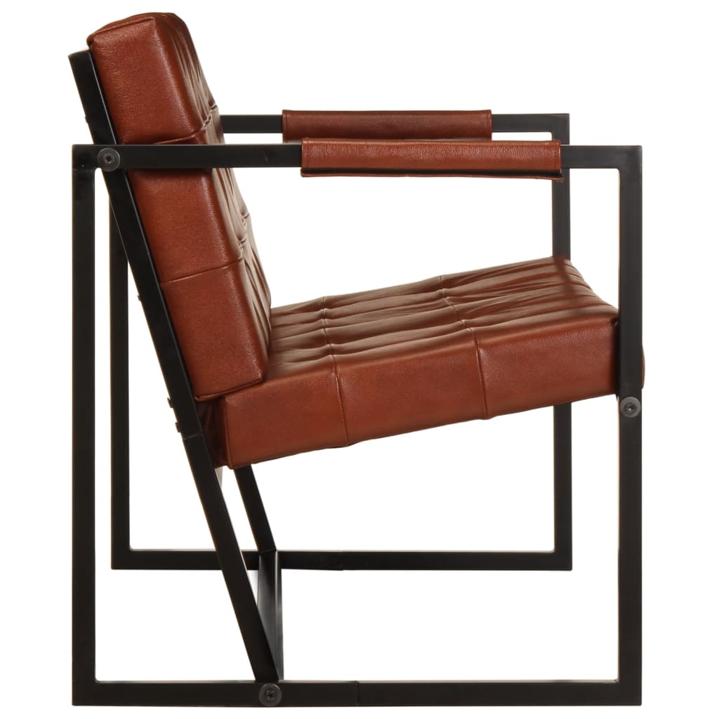 Tweezitsbank echt geitenleer bruin is nu te koop bij PeponiXL, paradijselijk wonen!