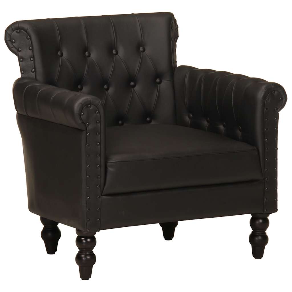 Fauteuil echt geitenleer zwart is nu te koop bij PeponiXL, paradijselijk wonen!