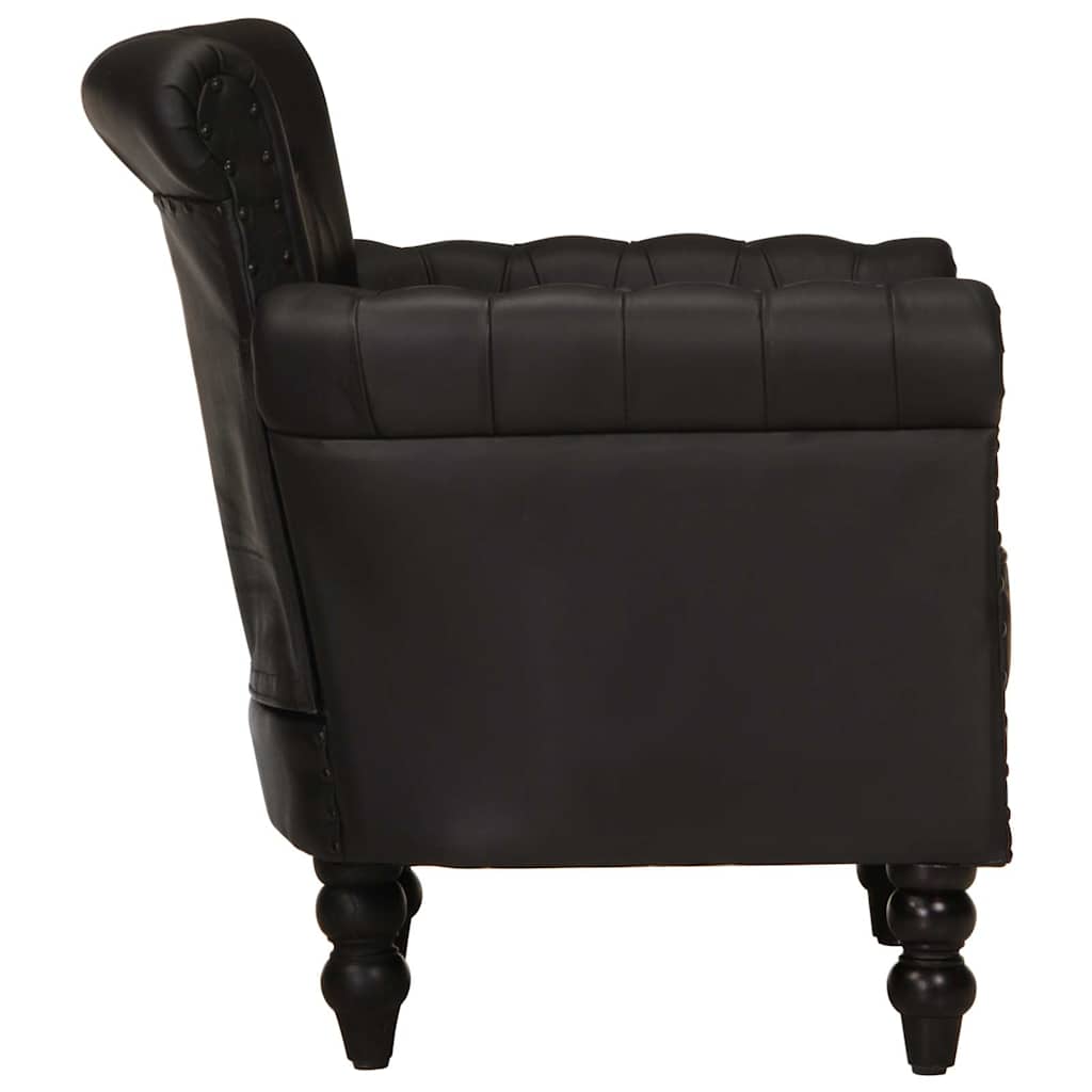 Fauteuil echt geitenleer zwart is nu te koop bij PeponiXL, paradijselijk wonen!