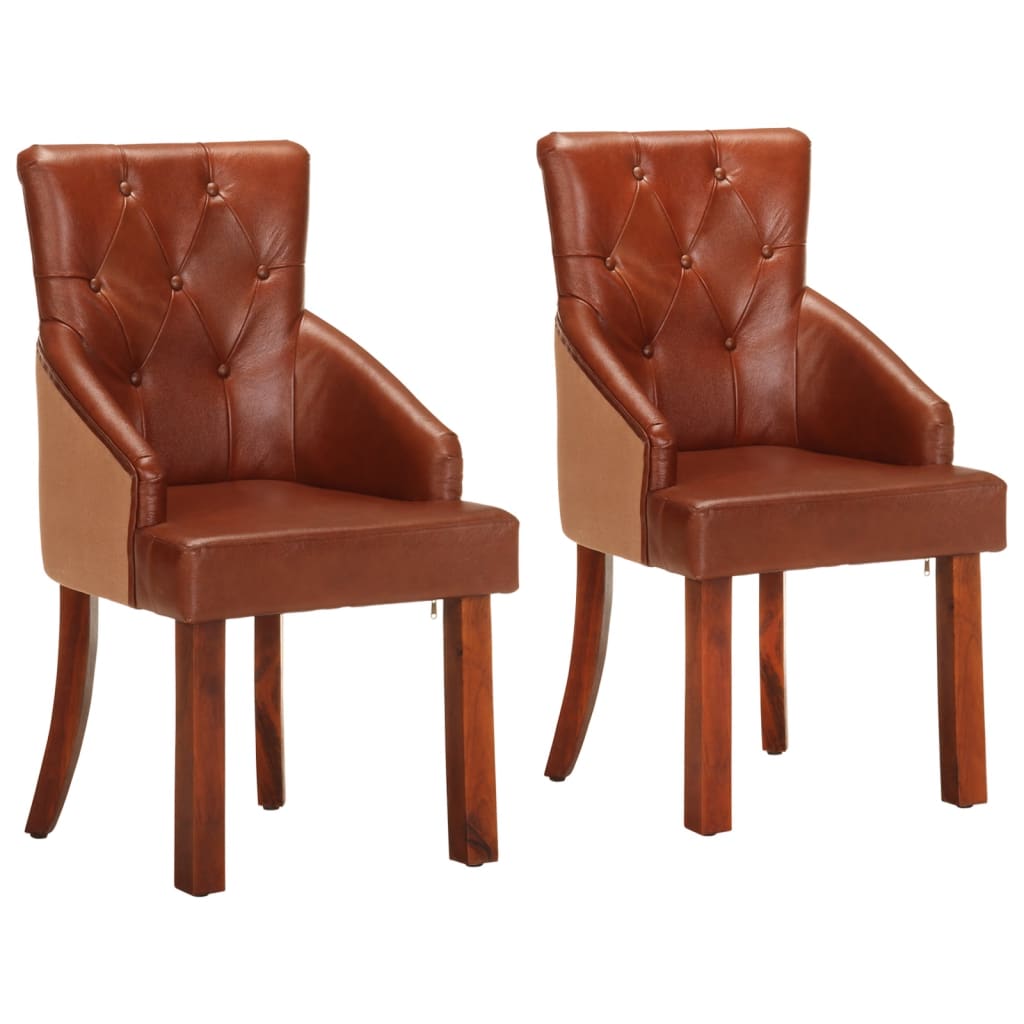 Eetkamerstoelen 2 st echt geitenleer bruin is nu te koop bij PeponiXL, paradijselijk wonen!