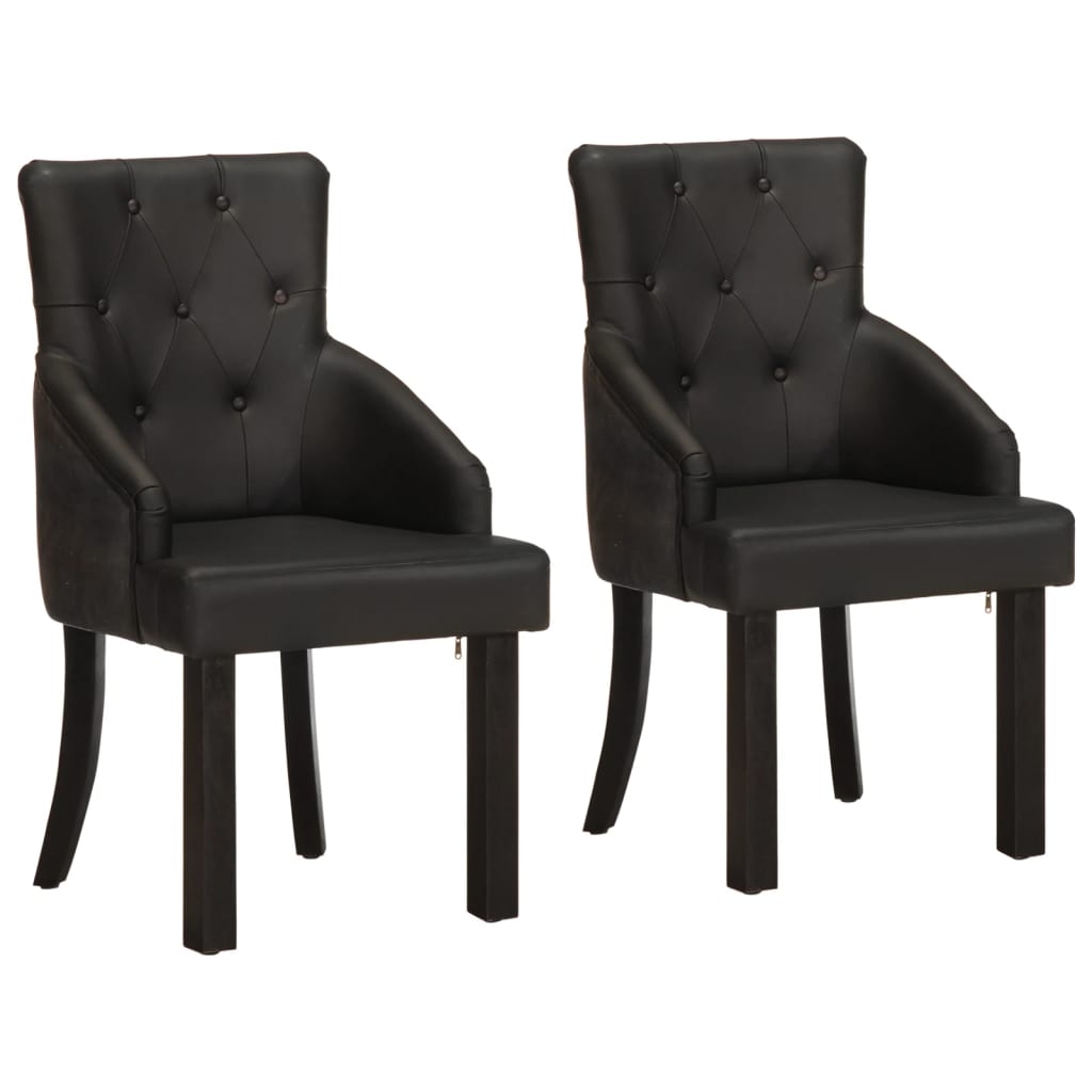 Eetkamerstoelen 2 st echt geitenleer zwart is nu te koop bij PeponiXL, paradijselijk wonen!