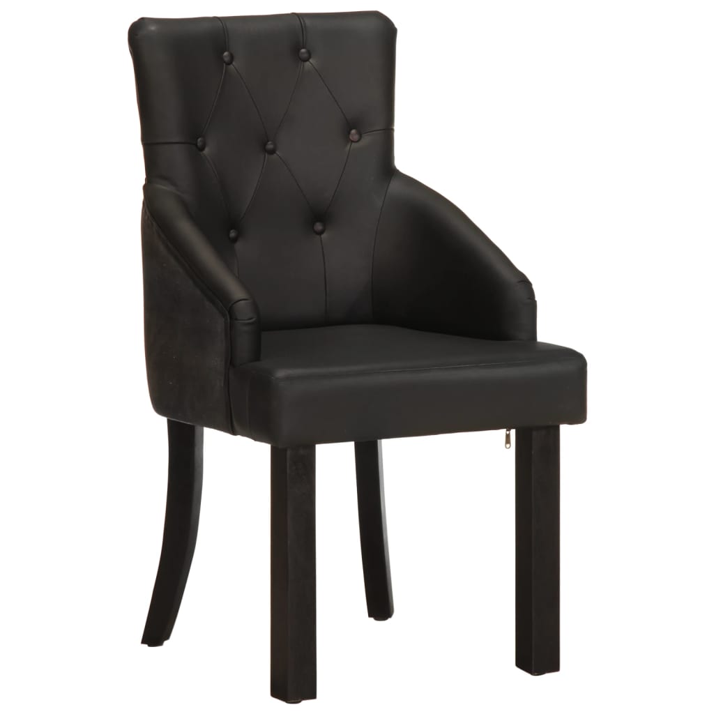 Eetkamerstoelen 2 st echt geitenleer zwart is nu te koop bij PeponiXL, paradijselijk wonen!