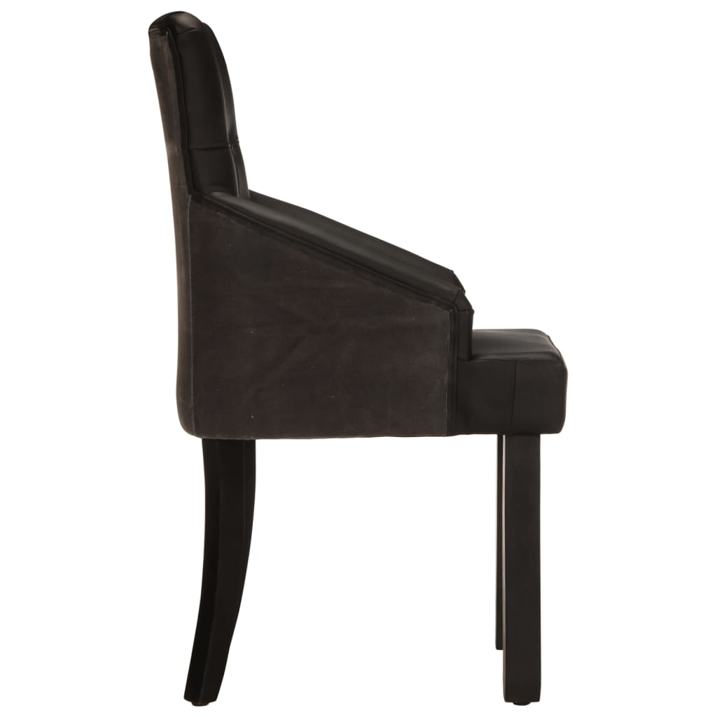 Eetkamerstoelen 2 st echt geitenleer zwart is nu te koop bij PeponiXL, paradijselijk wonen!