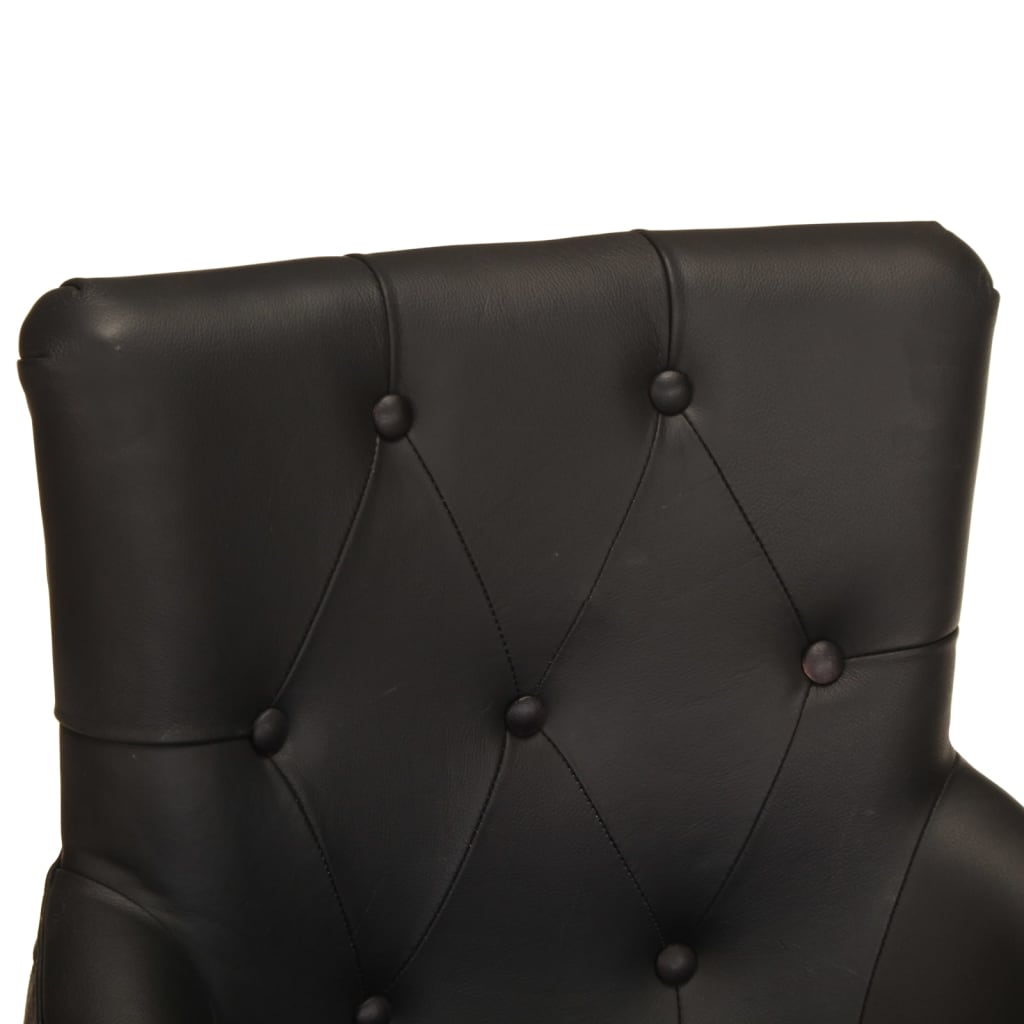 Eetkamerstoelen 2 st echt geitenleer zwart is nu te koop bij PeponiXL, paradijselijk wonen!