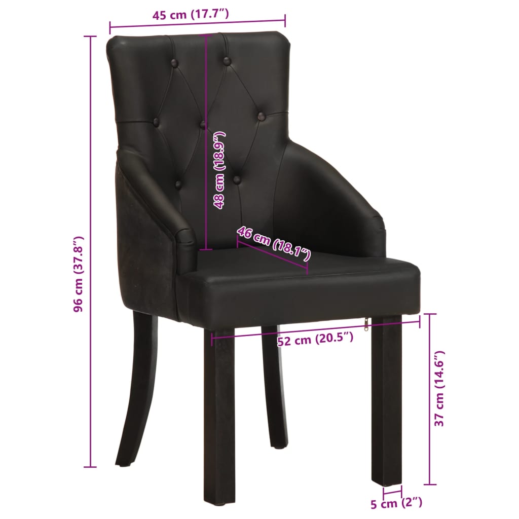 Eetkamerstoelen 2 st echt geitenleer zwart is nu te koop bij PeponiXL, paradijselijk wonen!