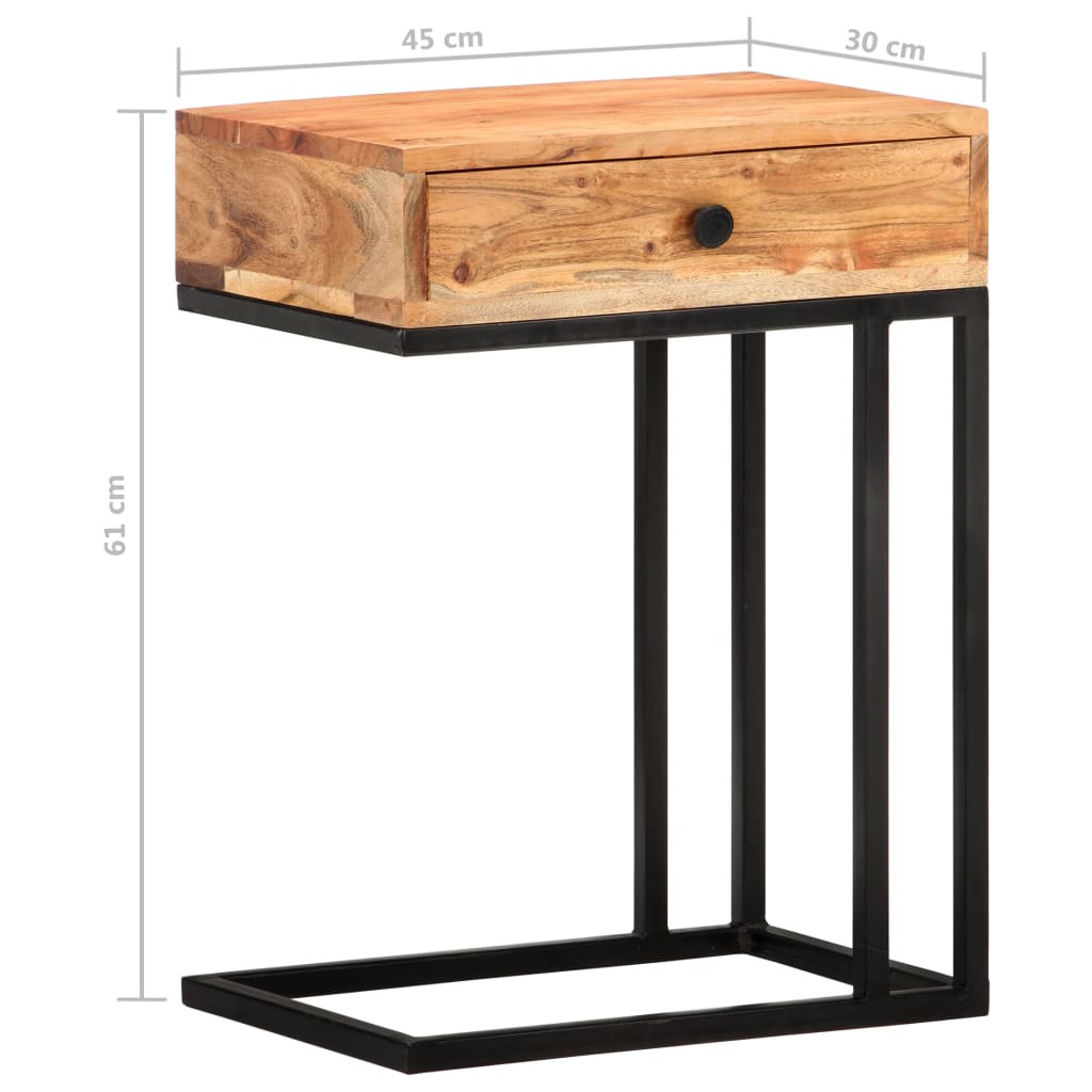 Bijzettafel U-vormig 45x30x61 cm massief acaciahout is nu te koop bij PeponiXL, paradijselijk wonen!
