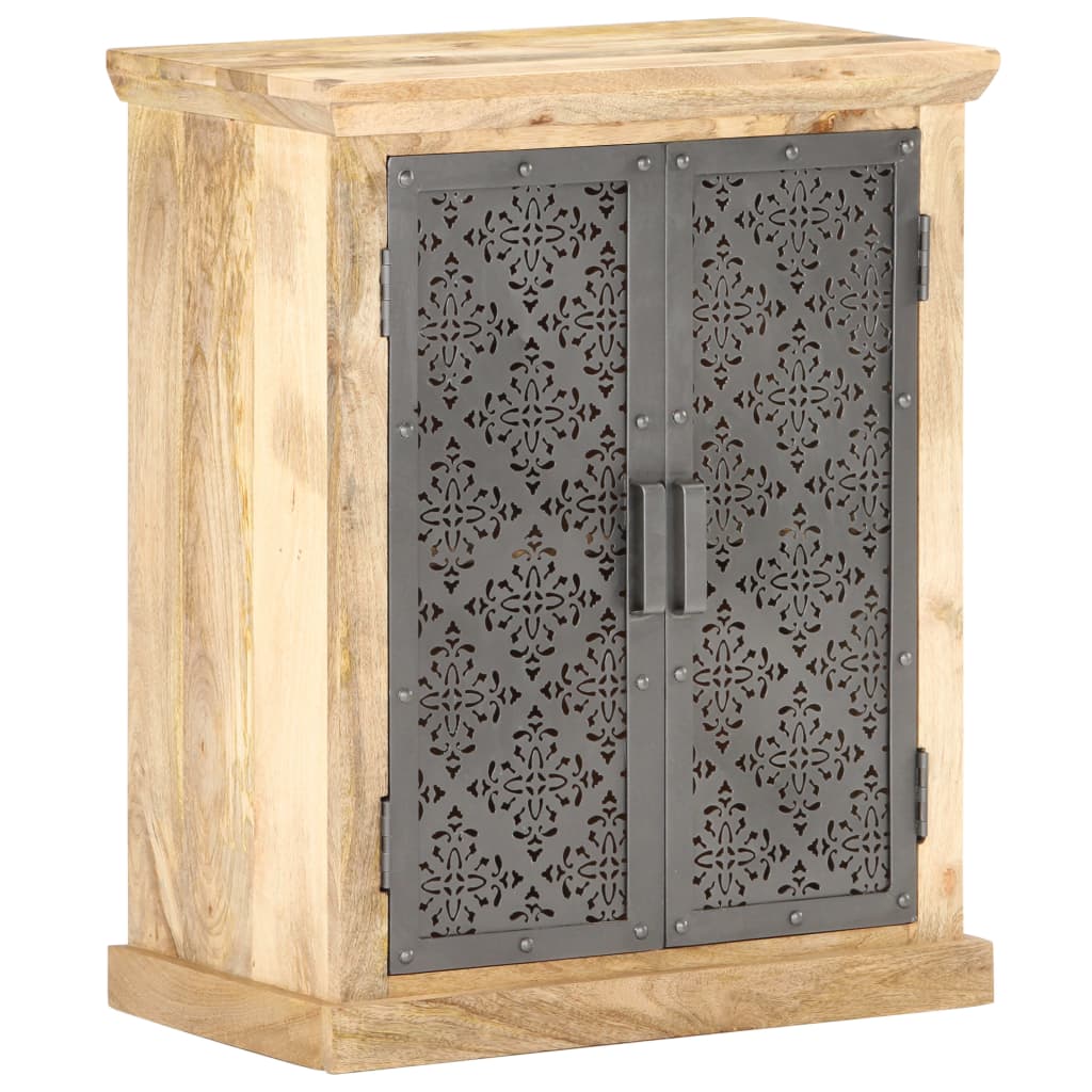 Dressoir met stalen deuren 60x35x75 cm massief mangohout is nu te koop bij PeponiXL, paradijselijk wonen!