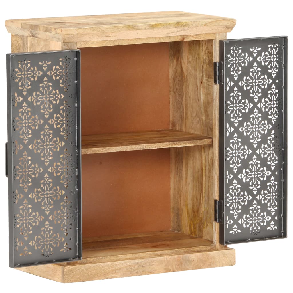 Dressoir met stalen deuren 60x35x75 cm massief mangohout is nu te koop bij PeponiXL, paradijselijk wonen!