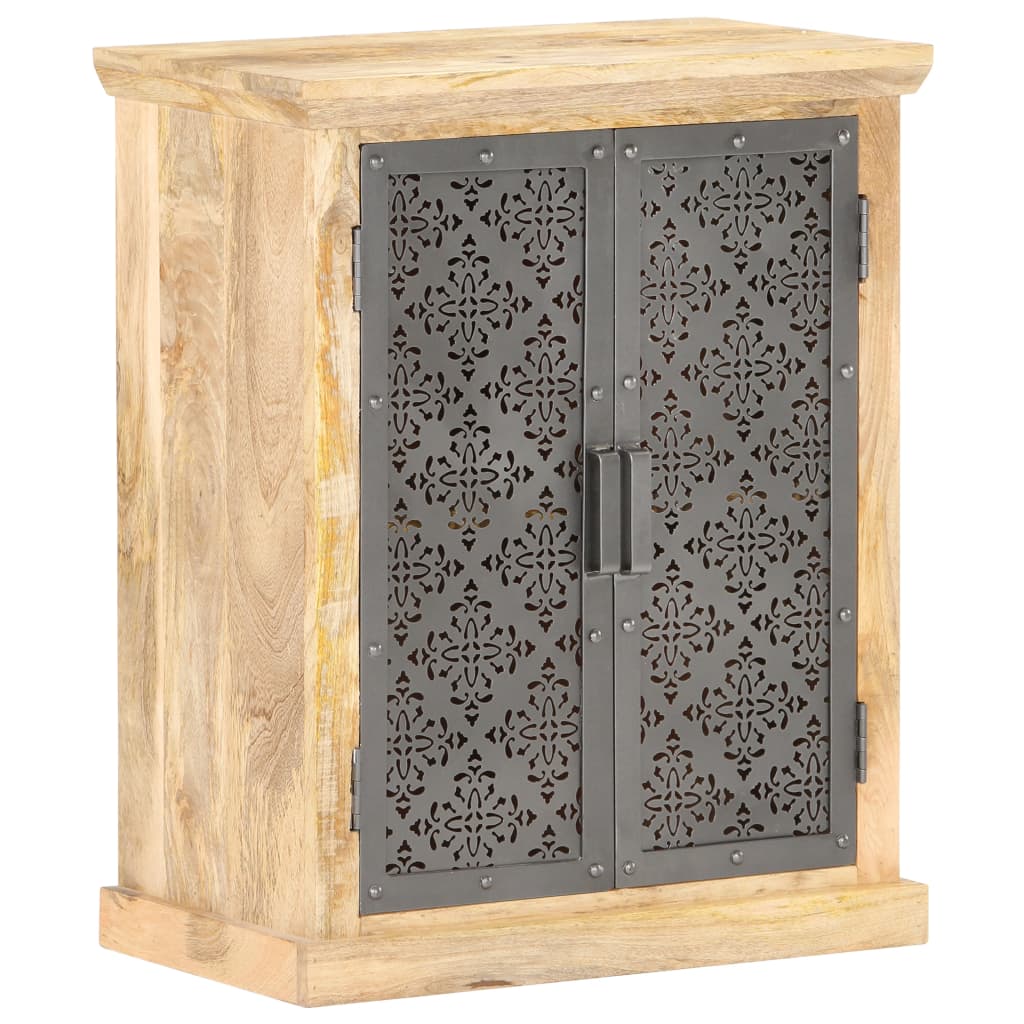 Dressoir met stalen deuren 60x35x75 cm massief mangohout is nu te koop bij PeponiXL, paradijselijk wonen!