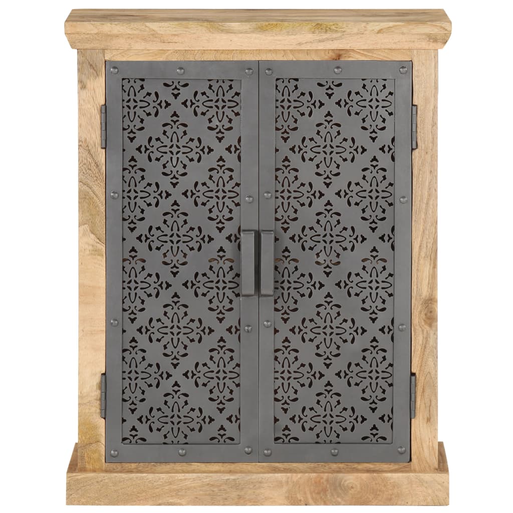 Dressoir met stalen deuren 60x35x75 cm massief mangohout is nu te koop bij PeponiXL, paradijselijk wonen!