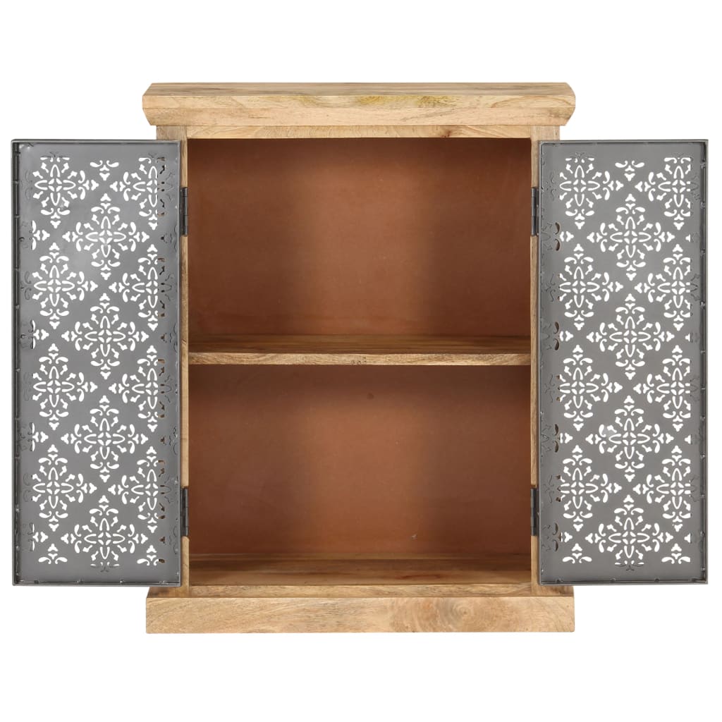 Dressoir met stalen deuren 60x35x75 cm massief mangohout is nu te koop bij PeponiXL, paradijselijk wonen!