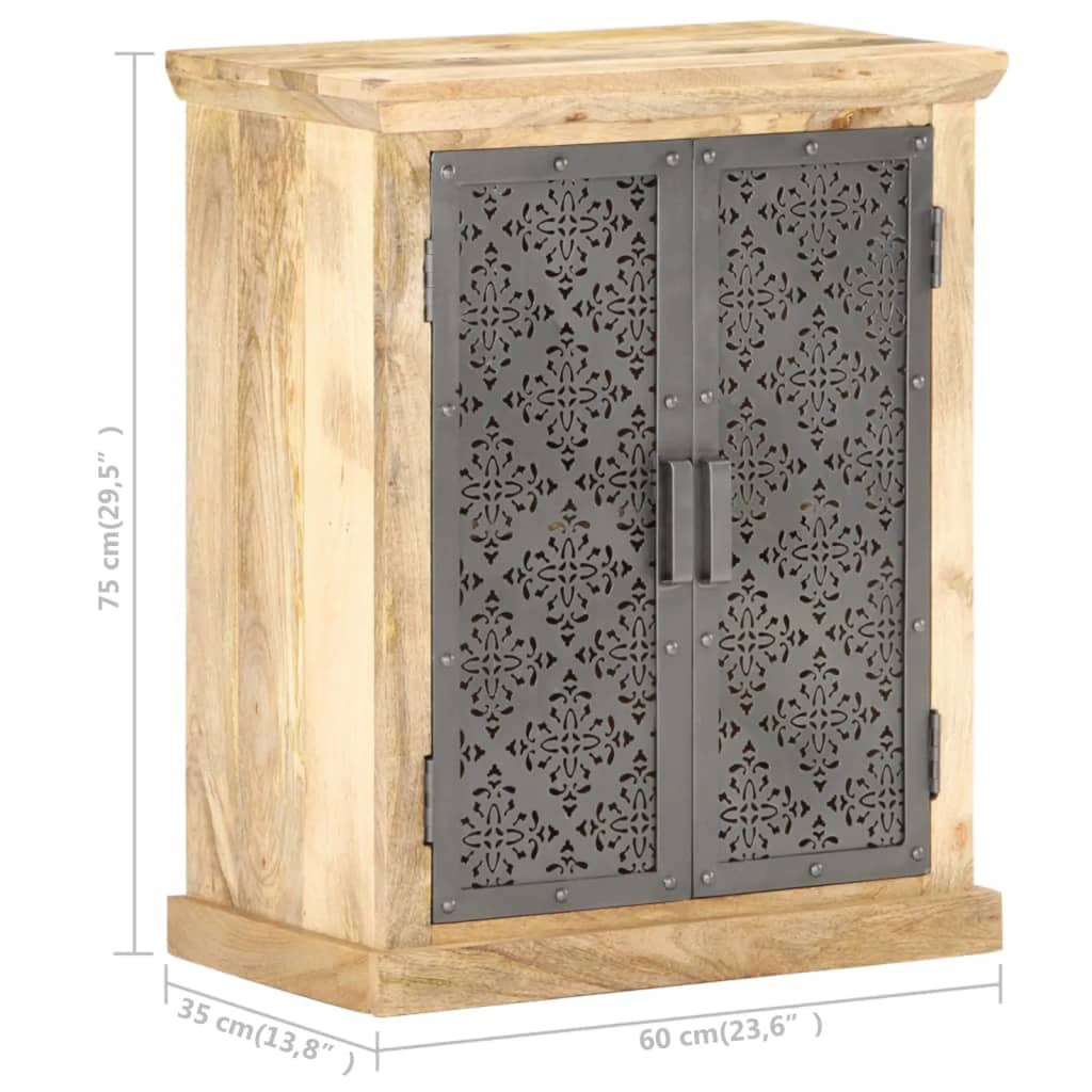 Dressoir met stalen deuren 60x35x75 cm massief mangohout is nu te koop bij PeponiXL, paradijselijk wonen!