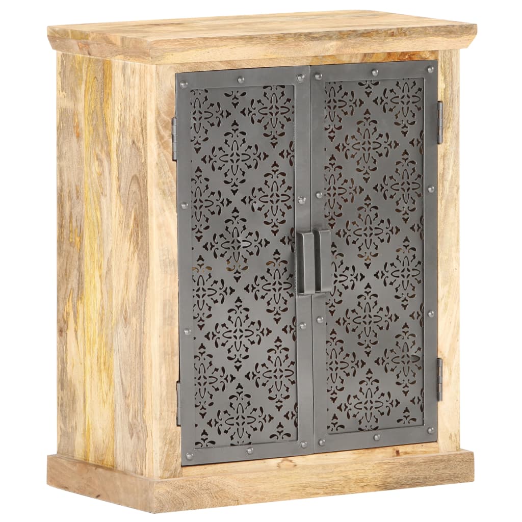 Dressoir met stalen deuren 60x35x75 cm massief mangohout is nu te koop bij PeponiXL, paradijselijk wonen!
