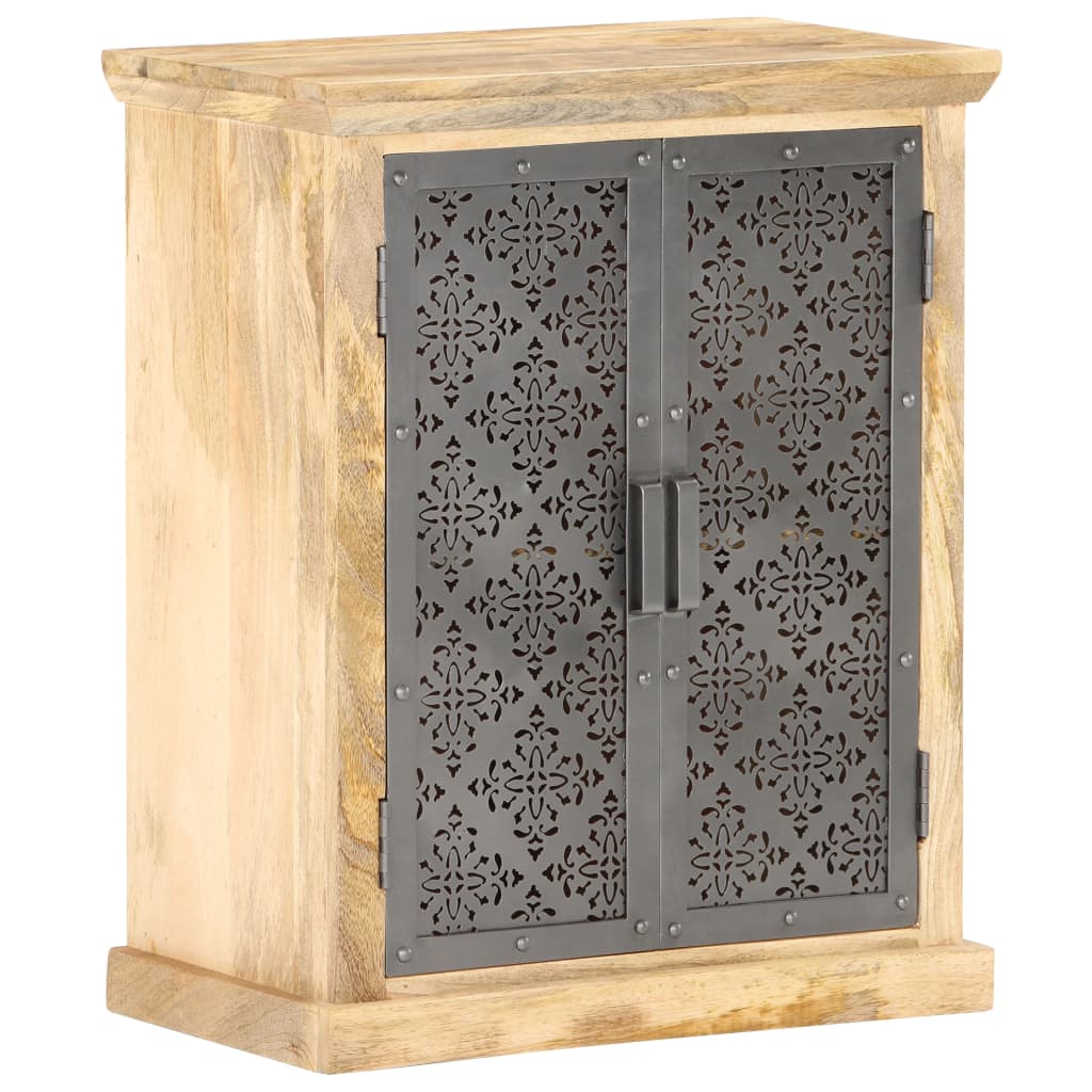 Dressoir met stalen deuren 60x35x75 cm massief mangohout is nu te koop bij PeponiXL, paradijselijk wonen!