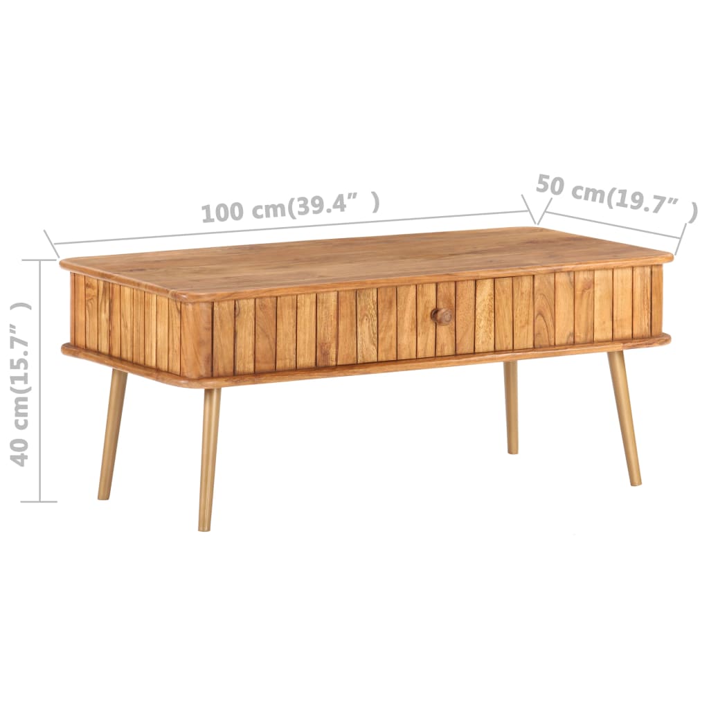 Salontafel 100x50x40 cm massief acaciahout is nu te koop bij PeponiXL, paradijselijk wonen!