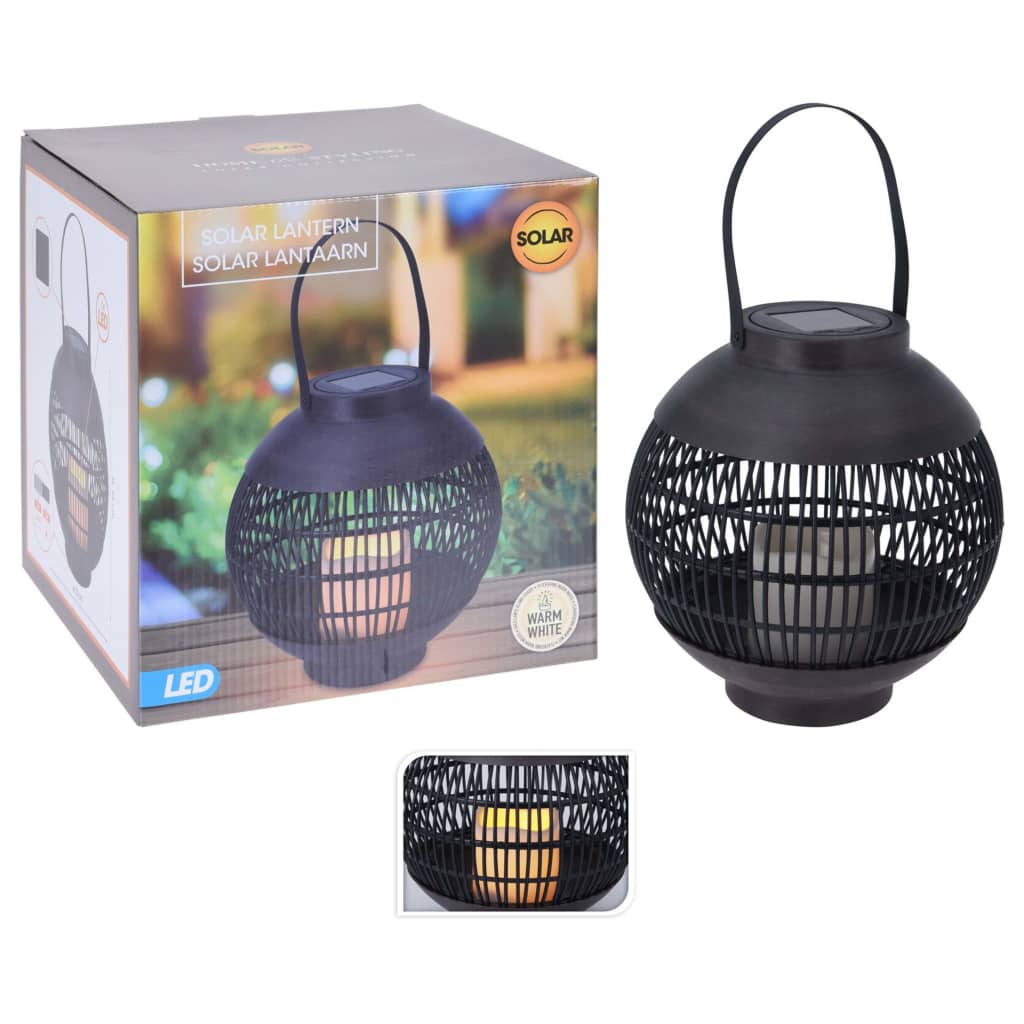 ProGarden Lantaarn met kaars solar LED rattan zwart is nu te koop bij PeponiXL, paradijselijk wonen!