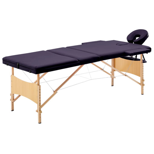 Massagetafel inklapbaar 3 zones hout paars is nu te koop bij PeponiXL, paradijselijk wonen!