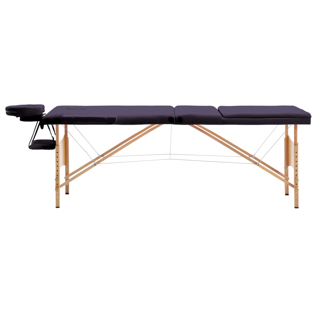 Massagetafel inklapbaar 3 zones hout paars is nu te koop bij PeponiXL, paradijselijk wonen!