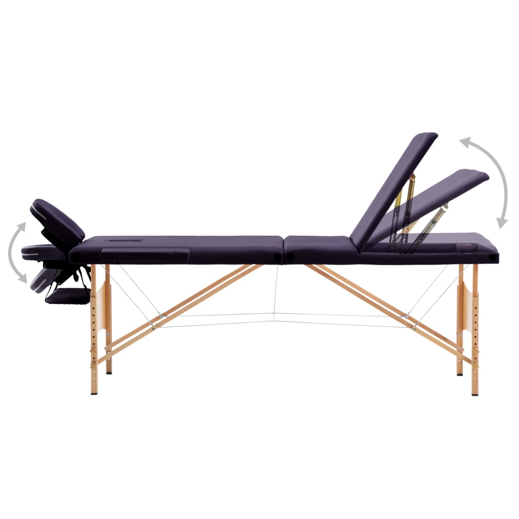 Massagetafel inklapbaar 3 zones hout paars is nu te koop bij PeponiXL, paradijselijk wonen!