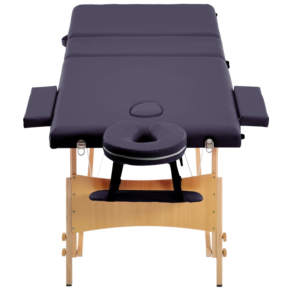 Massagetafel inklapbaar 3 zones hout paars is nu te koop bij PeponiXL, paradijselijk wonen!