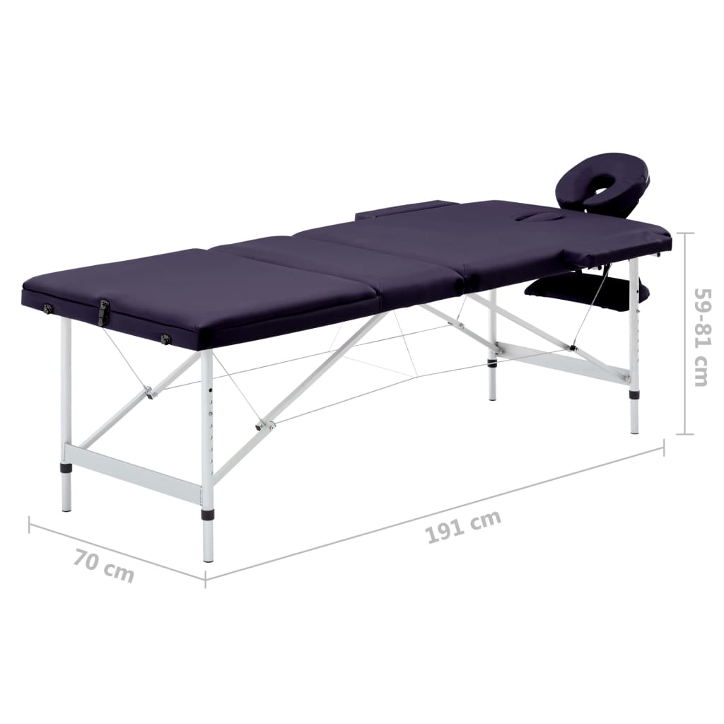 Massagetafel inklapbaar 3 zones aluminum paars is nu te koop bij PeponiXL, paradijselijk wonen!