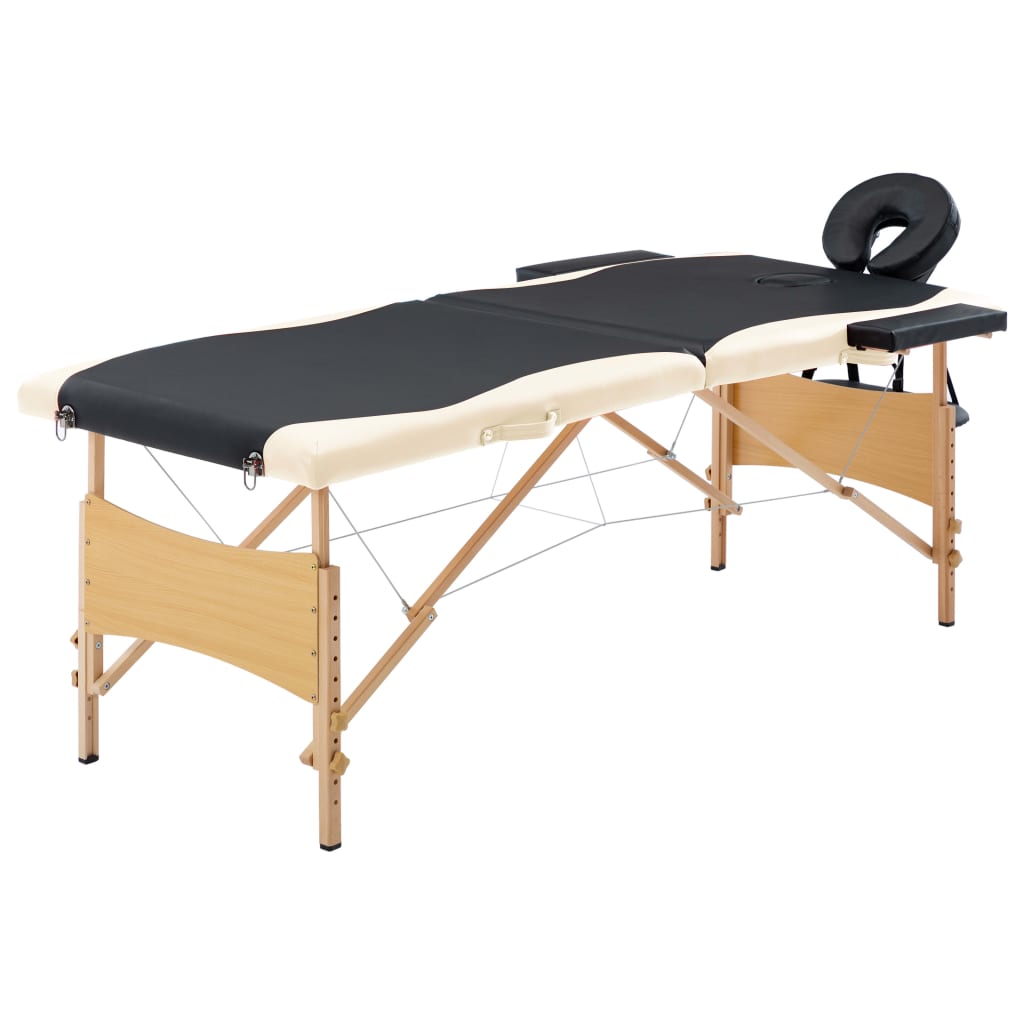 Massagetafel inklapbaar 2 zones hout zwart en beige is nu te koop bij PeponiXL, paradijselijk wonen!