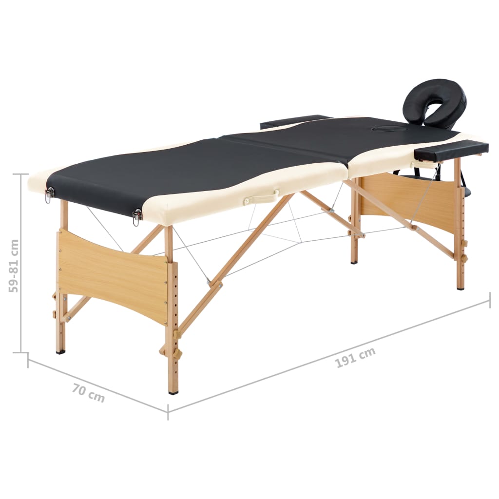 Massagetafel inklapbaar 2 zones hout zwart en beige is nu te koop bij PeponiXL, paradijselijk wonen!