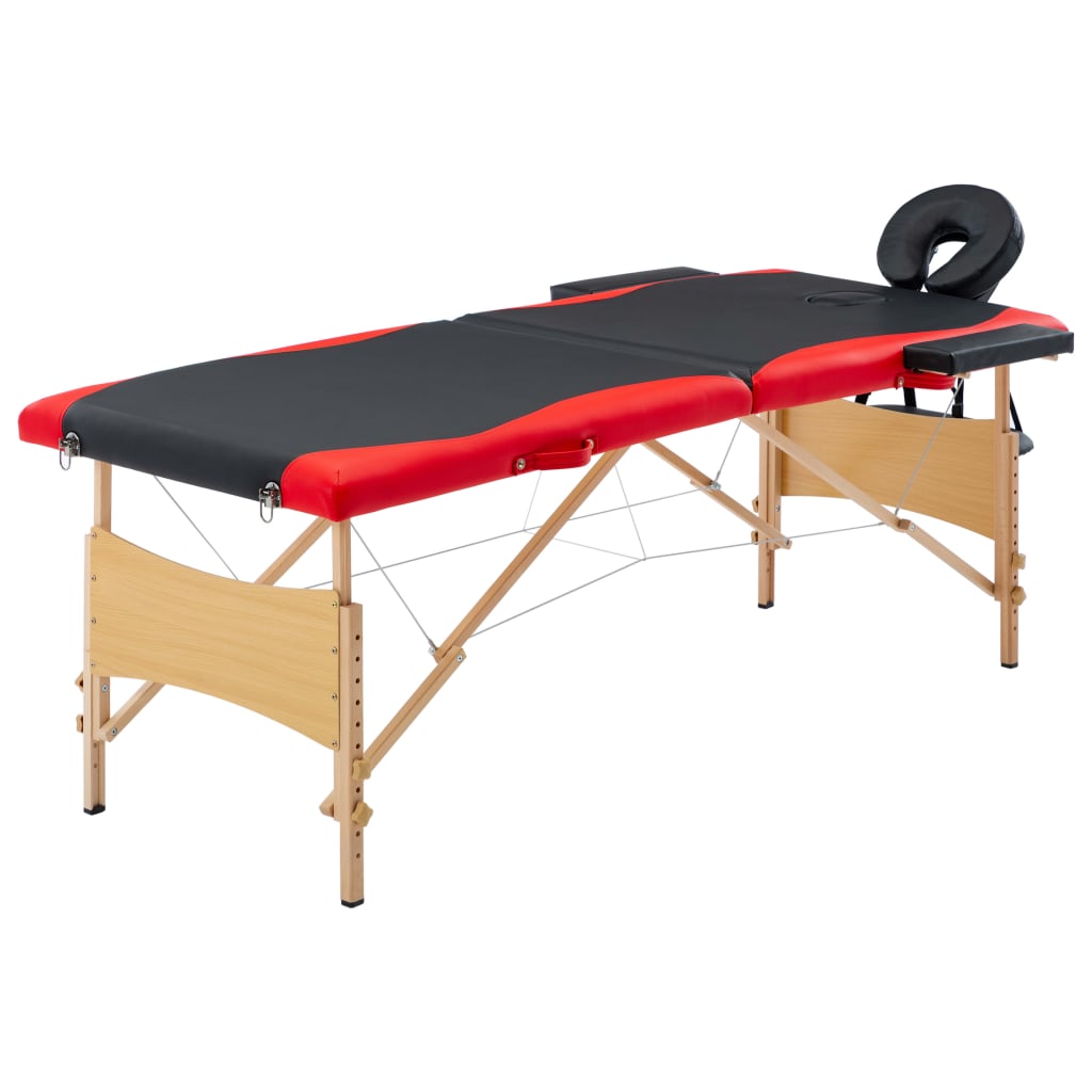 Massagetafel inklapbaar 2 zones hout zwart en rood is nu te koop bij PeponiXL, paradijselijk wonen!