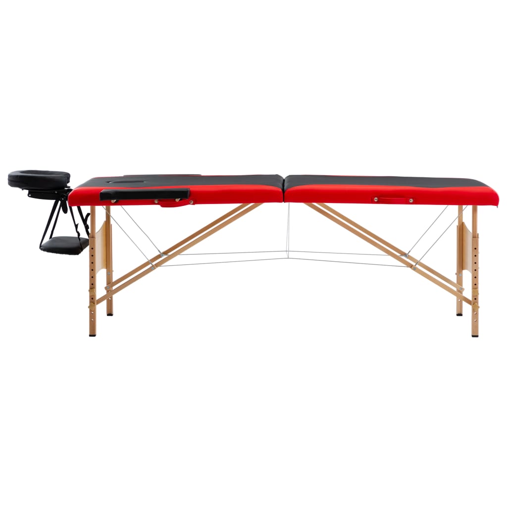 Massagetafel inklapbaar 2 zones hout zwart en rood is nu te koop bij PeponiXL, paradijselijk wonen!