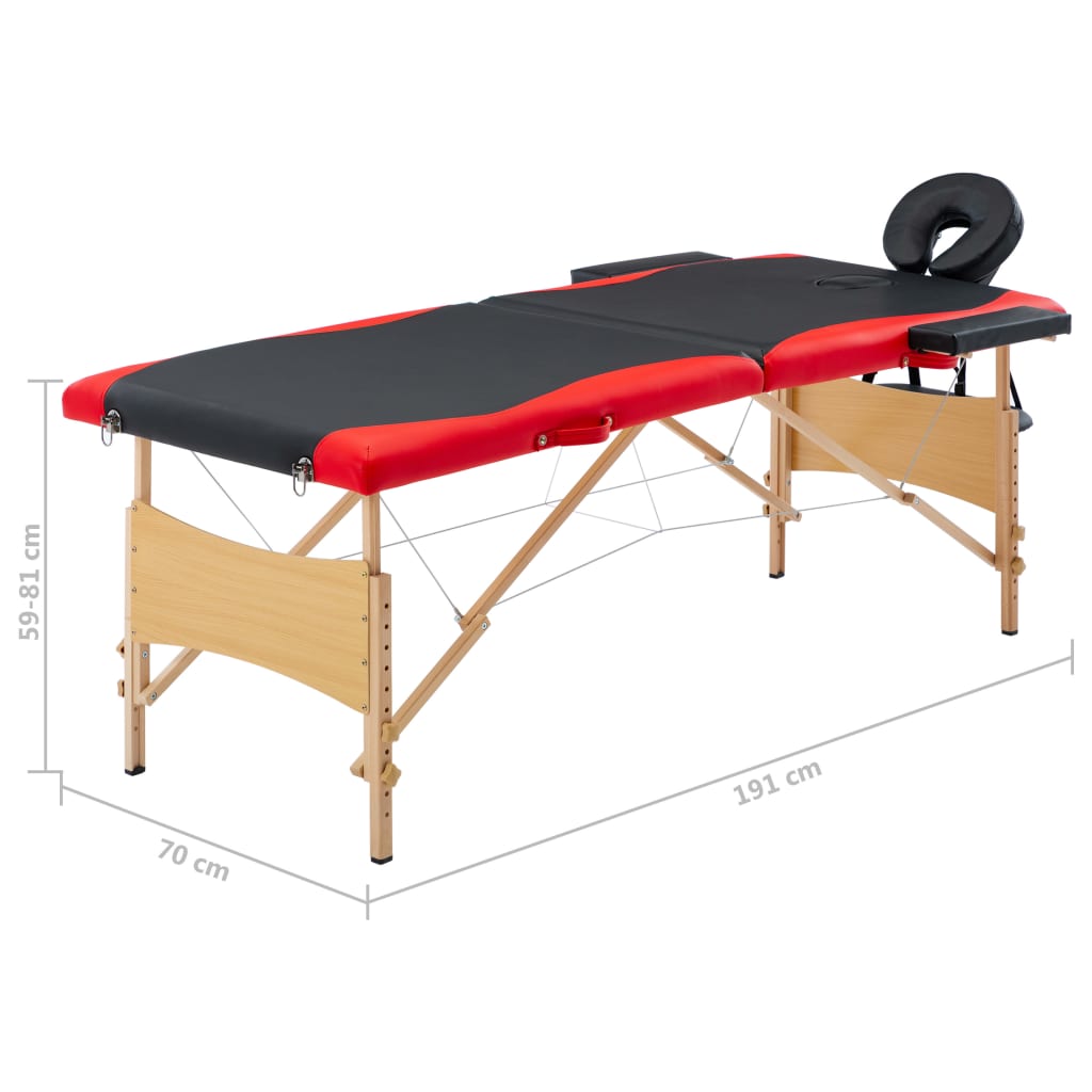 Massagetafel inklapbaar 2 zones hout zwart en rood is nu te koop bij PeponiXL, paradijselijk wonen!