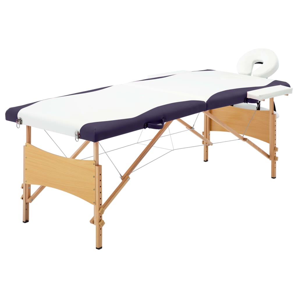 Massagetafel inklapbaar 2 zones hout wit en paars is nu te koop bij PeponiXL, paradijselijk wonen!