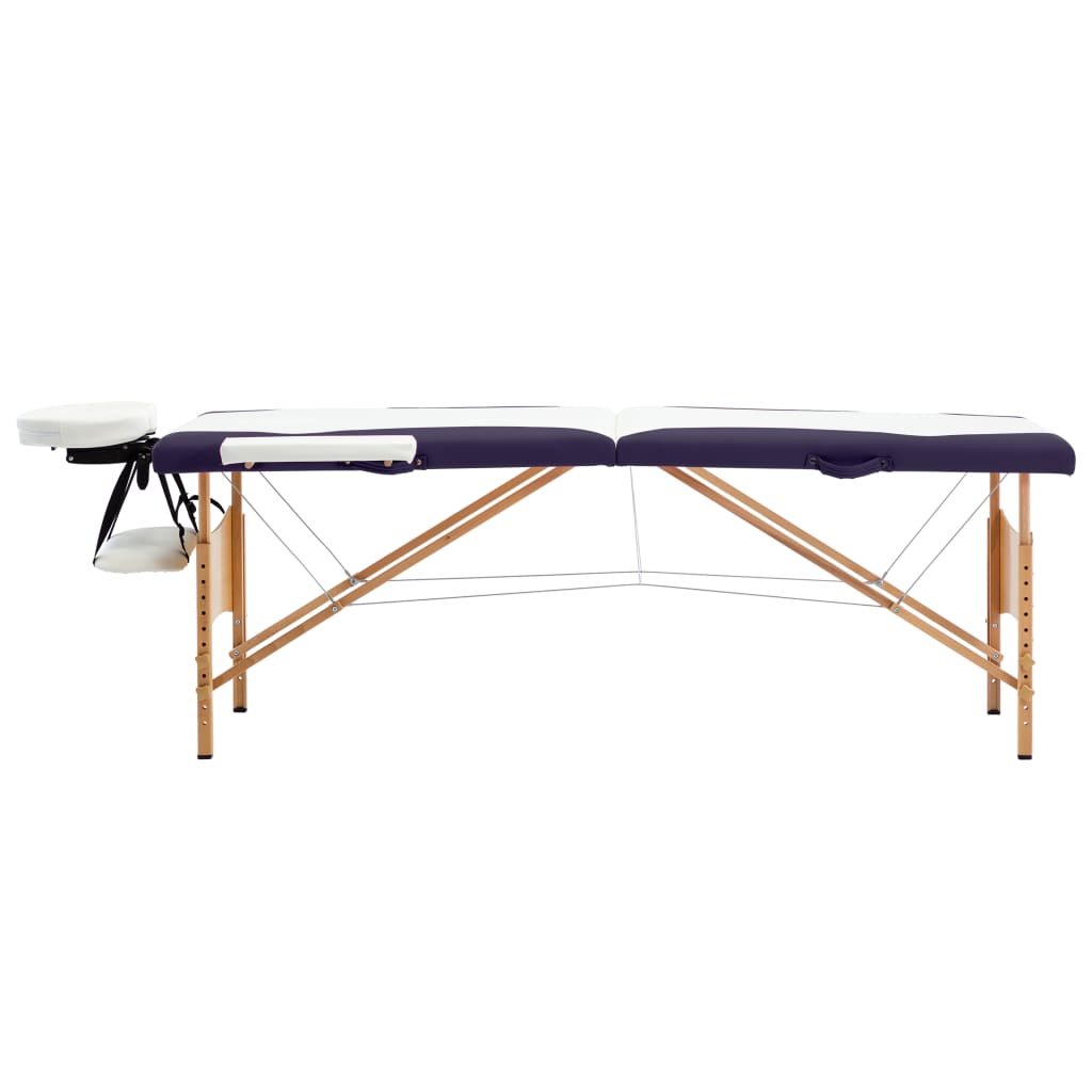 Massagetafel inklapbaar 2 zones hout wit en paars is nu te koop bij PeponiXL, paradijselijk wonen!