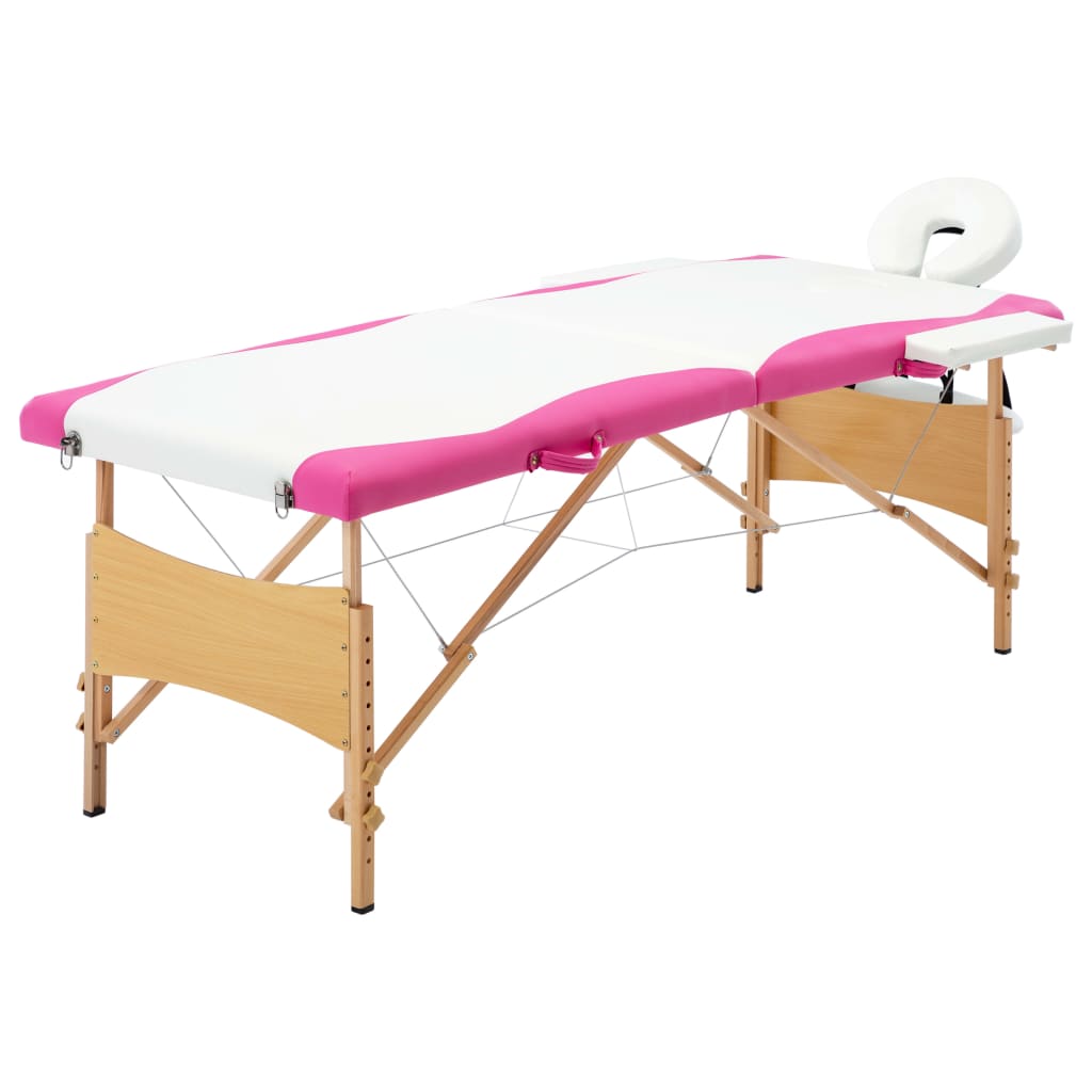 Massagetafel inklapbaar 2 zones hout wit en roze is nu te koop bij PeponiXL, paradijselijk wonen!