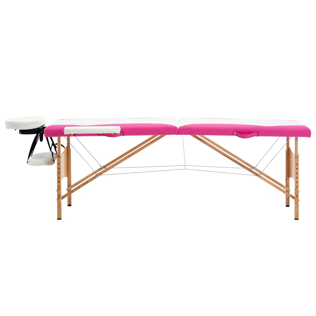 Massagetafel inklapbaar 2 zones hout wit en roze is nu te koop bij PeponiXL, paradijselijk wonen!