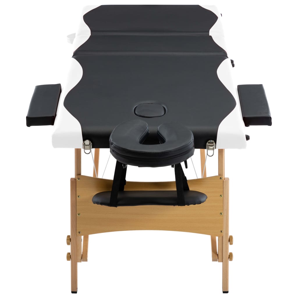 vidaXL Massagetafel inklapbaar 3 zones hout zwart en wit is nu te koop bij PeponiXL, paradijselijk wonen!