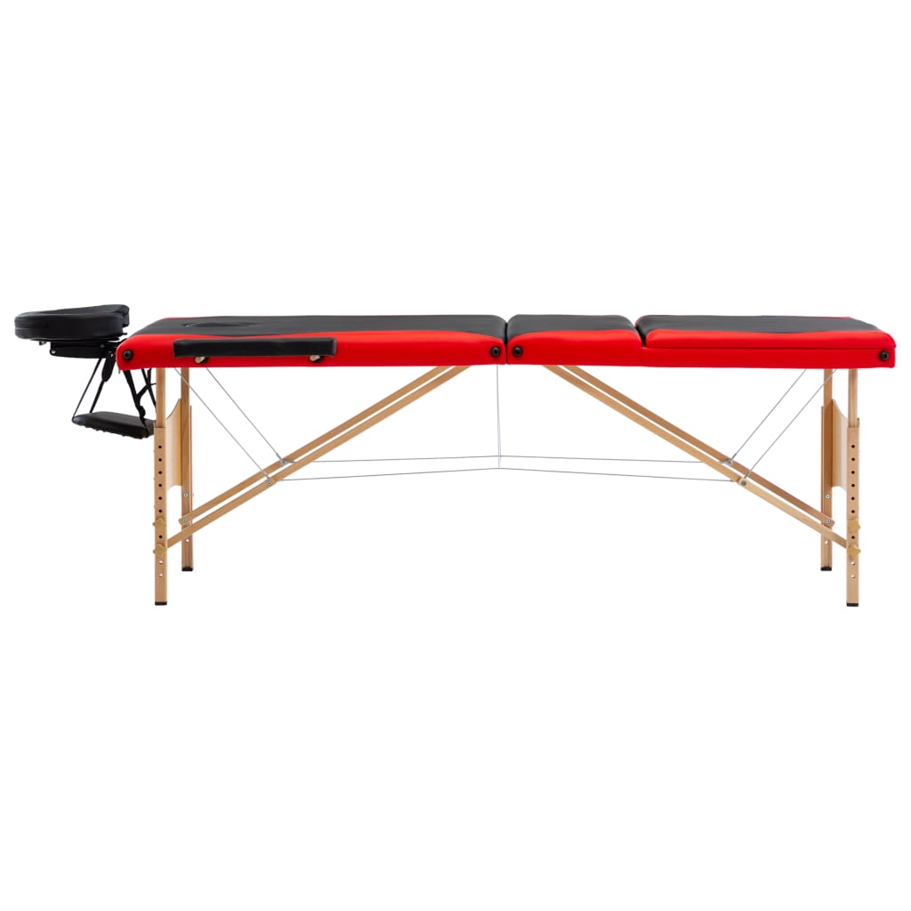 Massagetafel inklapbaar 3 zones hout zwart en rood is nu te koop bij PeponiXL, paradijselijk wonen!