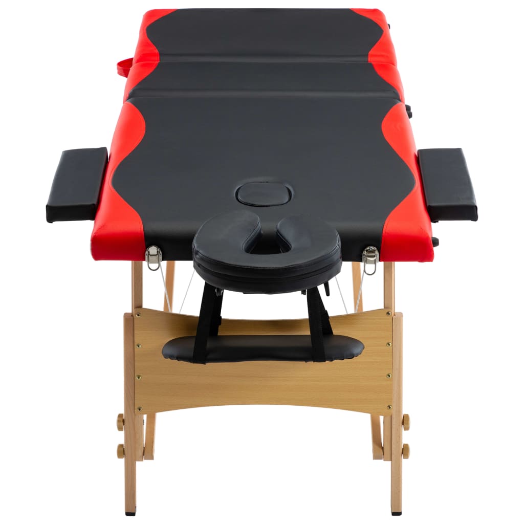 Massagetafel inklapbaar 3 zones hout zwart en rood is nu te koop bij PeponiXL, paradijselijk wonen!