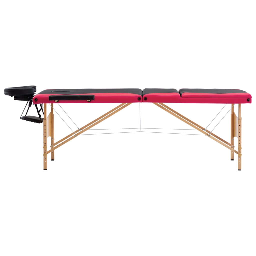 Massagetafel inklapbaar 3 zones hout zwart en roze is nu te koop bij PeponiXL, paradijselijk wonen!