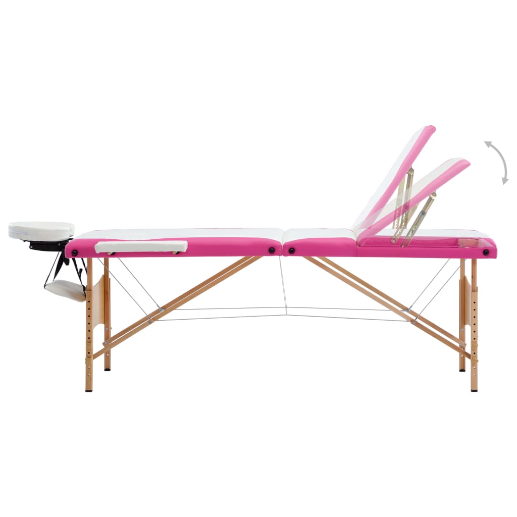 Massagetafel inklapbaar 3 zones hout wit en roze is nu te koop bij PeponiXL, paradijselijk wonen!