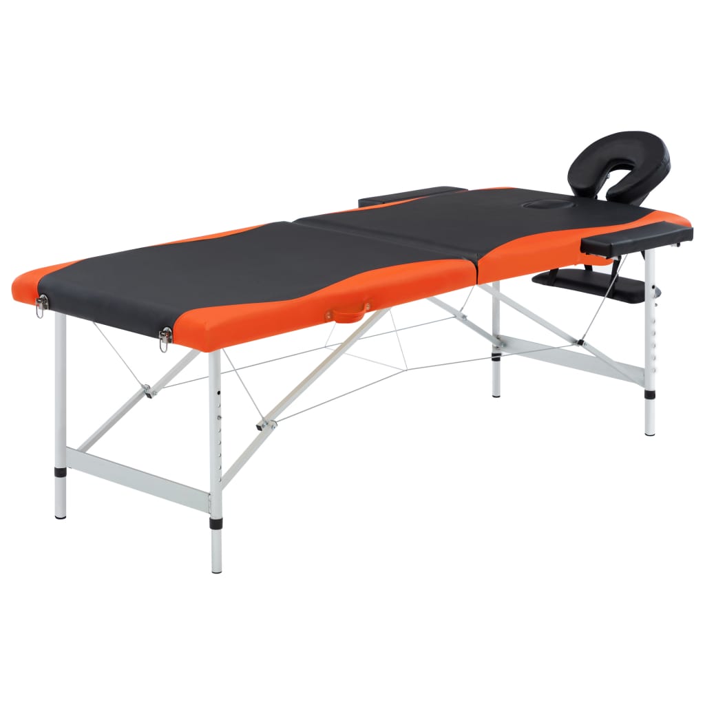 Massagetafel inklapbaar 2 zones aluminium zwart en oranje is nu te koop bij PeponiXL, paradijselijk wonen!