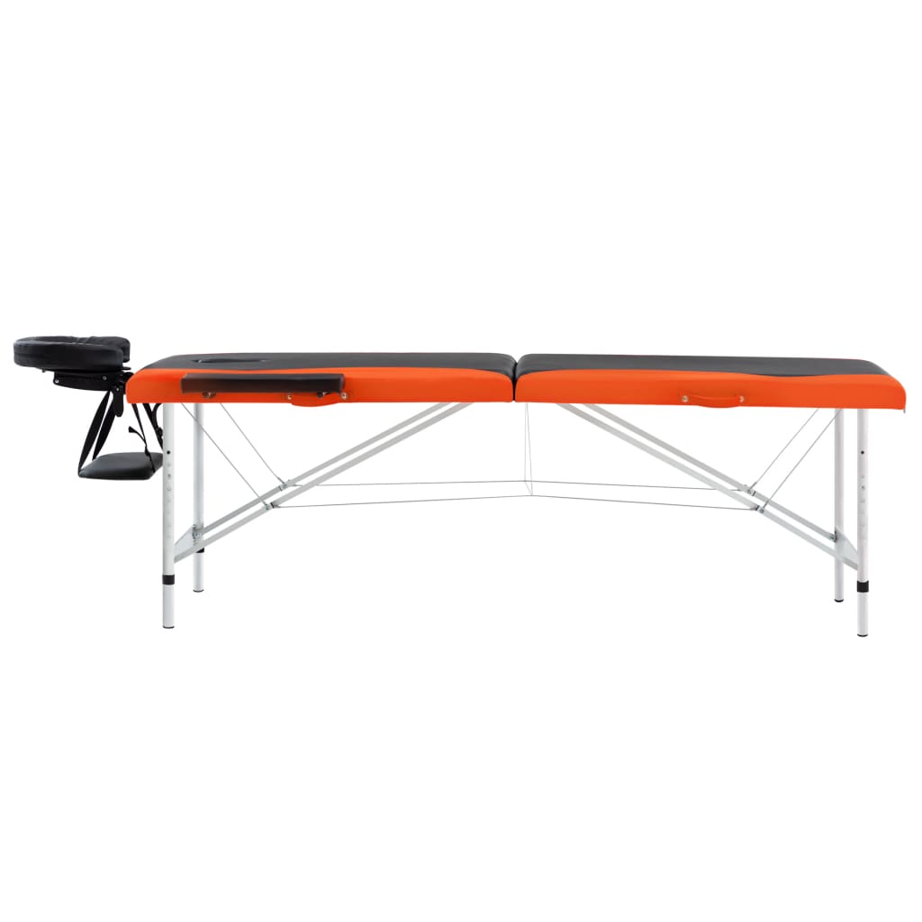 Massagetafel inklapbaar 2 zones aluminium zwart en oranje is nu te koop bij PeponiXL, paradijselijk wonen!