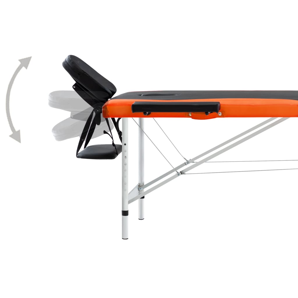 Massagetafel inklapbaar 2 zones aluminium zwart en oranje is nu te koop bij PeponiXL, paradijselijk wonen!