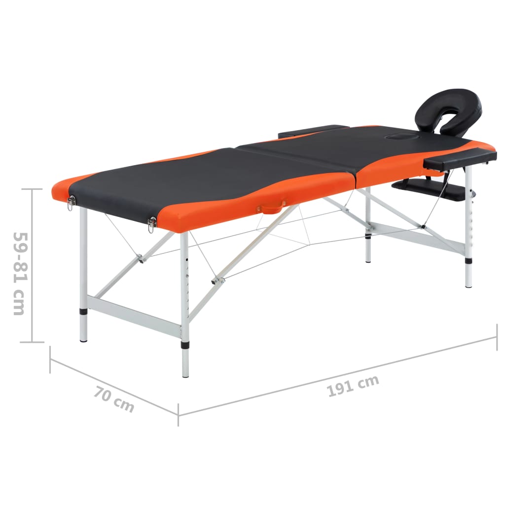 Massagetafel inklapbaar 2 zones aluminium zwart en oranje is nu te koop bij PeponiXL, paradijselijk wonen!