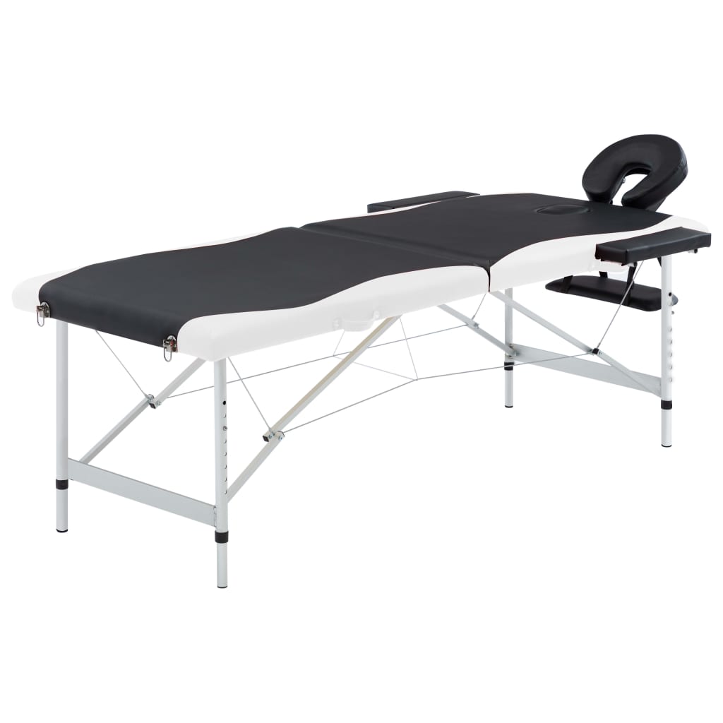 Massagetafel inklapbaar 2 zones aluminium zwart en wit is nu te koop bij PeponiXL, paradijselijk wonen!