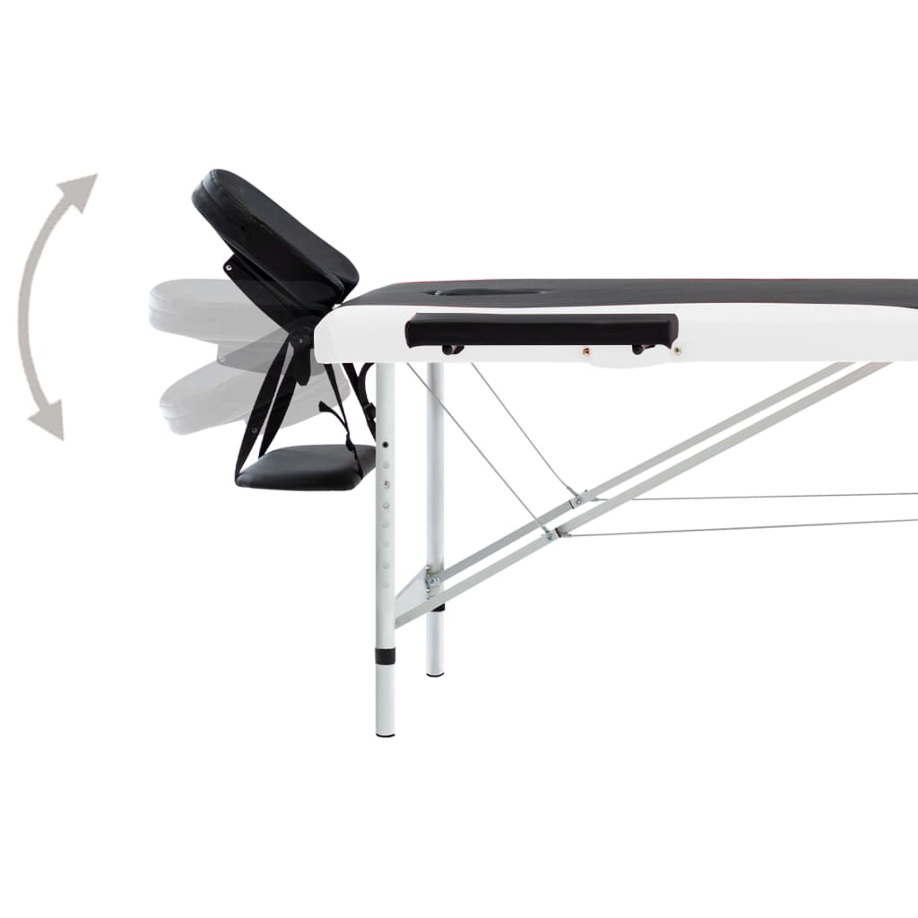 Massagetafel inklapbaar 2 zones aluminium zwart en wit is nu te koop bij PeponiXL, paradijselijk wonen!