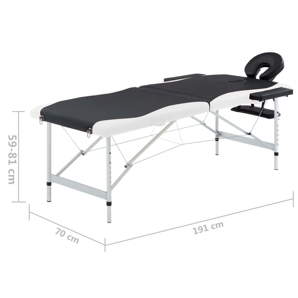 Massagetafel inklapbaar 2 zones aluminium zwart en wit is nu te koop bij PeponiXL, paradijselijk wonen!