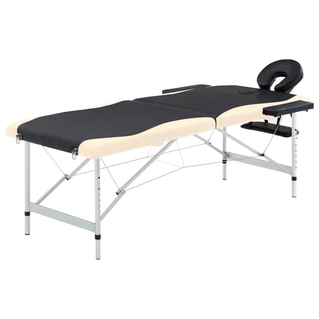 Massagetafel inklapbaar 2 zones aluminium zwart en beige is nu te koop bij PeponiXL, paradijselijk wonen!