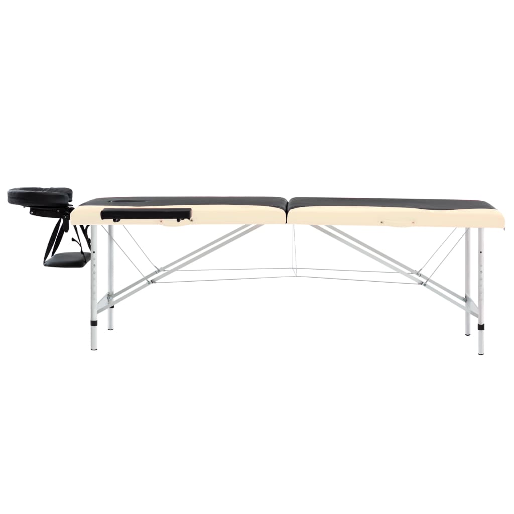 Massagetafel inklapbaar 2 zones aluminium zwart en beige is nu te koop bij PeponiXL, paradijselijk wonen!