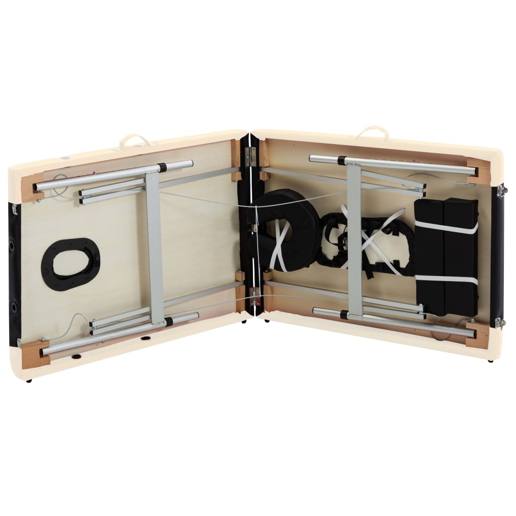 Massagetafel inklapbaar 2 zones aluminium zwart en beige is nu te koop bij PeponiXL, paradijselijk wonen!