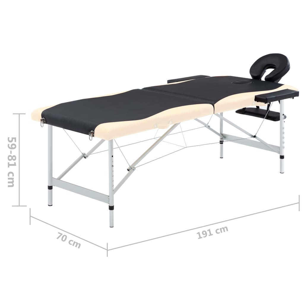 Massagetafel inklapbaar 2 zones aluminium zwart en beige is nu te koop bij PeponiXL, paradijselijk wonen!